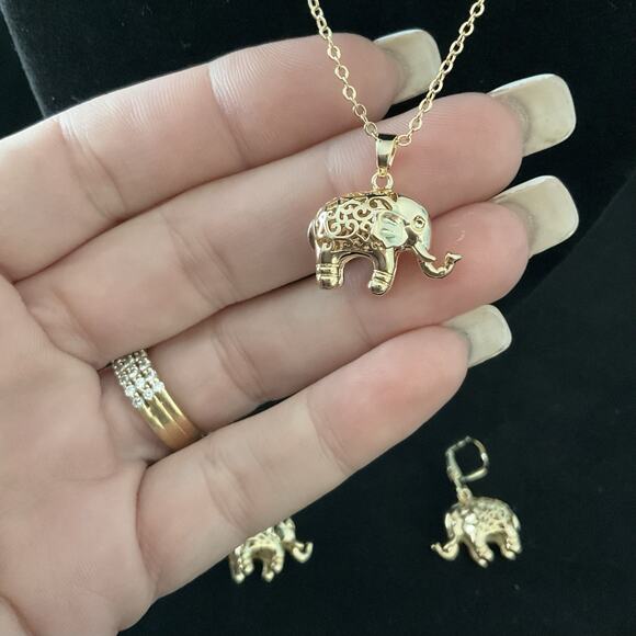 Beautiful Elephant Pendant Necklace & Earrings Set Brand New Item# 98 - Picture 3 of 10